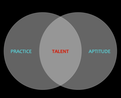 Practice + aptitude = talent